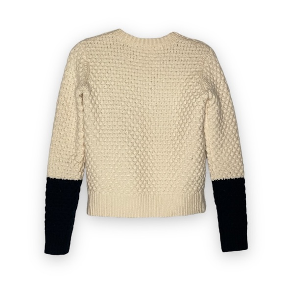 Tory Burch Merino Wool Sweater Contrast Sleeves Quilted Waffle Texture Knit XXS - Picture 5 of 6
